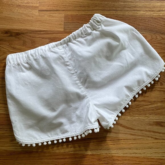 J. Crew White Pom-Pom Linen-Cotton Drawstring Shorts Size XS - Picture 2 of 11